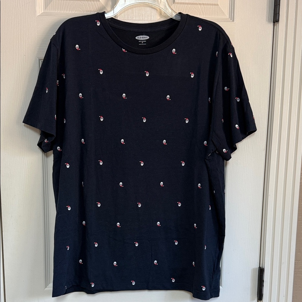 🎅🏻 Old Navy Navy Blue T-Shirt with Red and White Santa 🎅🏻 Accents